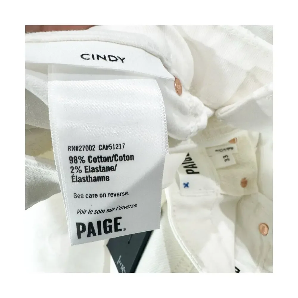 Paige Cindy High Rise Straight Leg Jeans Tonal Ecru White Size 33 NWT